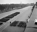 The massed bands of the Hungarian People's Army at a Liberation Day parade in Budapest in 1964, two years after its creation.