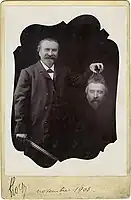 Unknown photographer (France). A bearded man holds his severed head in his hand, 1899.