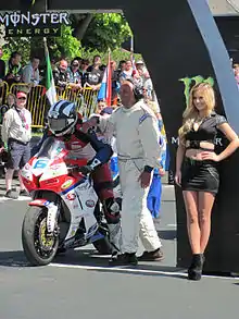 2013 Isle of Man TT Supersport TT Race 2 Michael Dunlop (6), 600cc Honda TT Grandstand 5 June 2013.