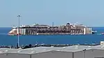 Wreck arriving at Genoa, 27 July 2014