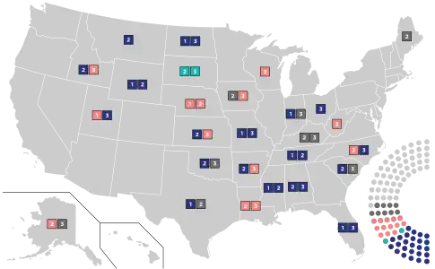 Endorsements by incumbent Republicans in the U.S. Senate.&nbsp;&nbsp;Endorsed Donald Trump (22)&nbsp;&nbsp;Endorsed Tim Scott (2) (withdrawn)&nbsp;&nbsp;No endorsement (15)&nbsp;&nbsp;Declined to endorse a candidate (10)