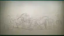 Abandoned sketch of the Horse Market, charcoal, black chalk and white chalk on canvas, 250 x 450 cm