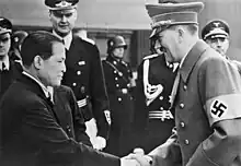 Image 58Adolf Hitler meeting Japanese ambassador to Germany Hiroshi Ōshima, 1942 (from Diplomatic history of World War II)