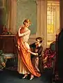 An Elegant Lady Being Dressed