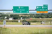 Near De Winton, Highway 2A splits southwest toward the bedroom community of Okotoks, Alberta, connecting it to Calgary.