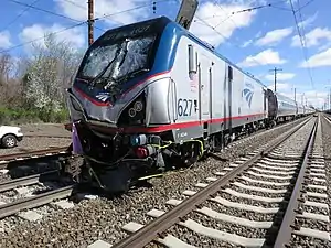 Photograph of train locomotive involved in the accident