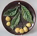 Wall plate, 10.4 ins., coloured glazes, ultra-naturalistic Palissy style.