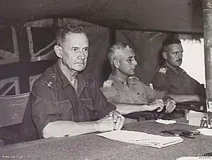 Presiding members of the war crimes trials in Labuan on 20 December 1945