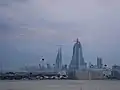 Bahrain World Trade Center and Bahrain Financial Harbour under construction in 2006