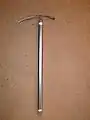 A 2011 Black Diamond ice axe. 71&nbsp;cm (28&nbsp;in) long with a weight of 430&nbsp;g (15&nbsp;oz).