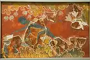 The Knossos Saffron Gatherer, Evan's restoration with boy, AMH, probably MM III.