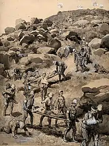 Removing the wounded after battle from Skion Kop
