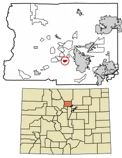 Location of the Tall Timber CDP in Boulder County, Colorado.