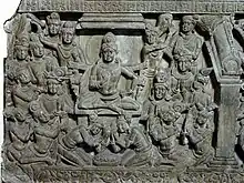 Buddha Preaching in Tushita Heaven, Amaravati Stupa, Satavahana period, 2d century AD