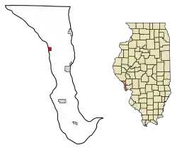 Location of Hamburg in Calhoun County, Illinois.