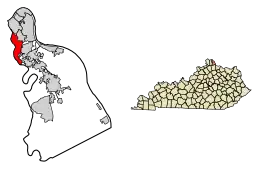 Location of Wilder in Campbell County, Kentucky.
