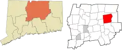 Tolland's location within the Capitol Planning Region and the state of Connecticut