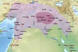 Kingdom of Mitanni at its greatest extent under Barattarna c. 1490 BC