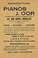 Publicity card, rear, approx. 1910