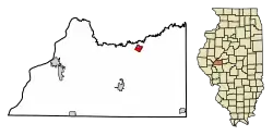 Location of Chandlerville in Cass County, Illinois.
