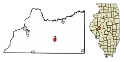 Location of Virginia in Cass County, Illinois.