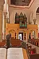 Cathedral's lectern and pipe organ.