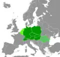 The Central European Countries according to Meyers Grosses Taschenlexikon (1999):&nbsp;&nbsp;Countries usually considered Central European&nbsp;&nbsp;Central European countries in the broader sense of the term&nbsp;&nbsp;Countries occasionally considered to be Central European