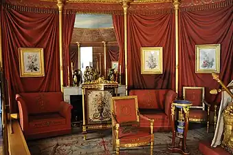 The Empire style chariot clocks aimed to decorate the mantel and console tables of palaces, mansions, etc.,  complementing the décor. Château de Malmaison, France.