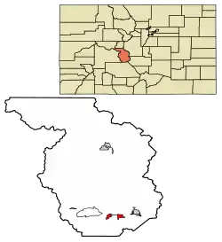 Location of Poncha Springs in Chaffee County, Colorado.