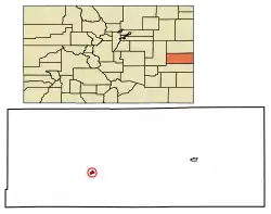 Location of Kit Carson in Cheyenne County, Colorado.