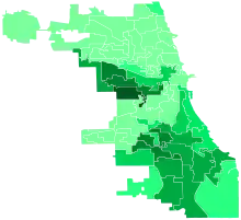 Support for Wilson by ward:&nbsp;&nbsp;>30%&nbsp;&nbsp;25–30%&nbsp;&nbsp;20–25%&nbsp;&nbsp;15–20%&nbsp;&nbsp;10–15%&nbsp;&nbsp;5–10%&nbsp;&nbsp;0–5%