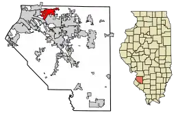 Location of Caseyville in St. Clair County, Illinois.