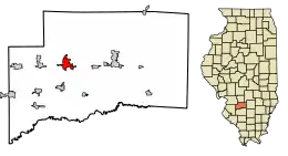 Location of Breese in Clinton County, Illinois.
