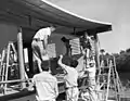 Cocoon House (Construction - Installing plate glass window, 1951)