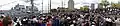 A 6,000 person crowd assembles at Penn's Landing in Philadelphia, PA on October 10, 2009, for the commissioning of the USS Wayne E. Meyer