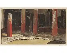 Watercolor of Women's apartments in the House of Sallust by Luigi Bazzani