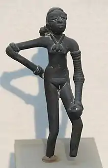 Dancing Girl; c. 2400–1900&nbsp;BC; bronze; height: 10.8&nbsp;cm; National Museum (New Delhi, India)
