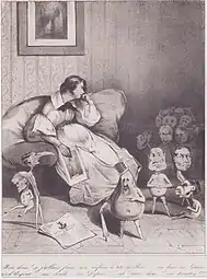 A trick of the imagination: My God! If my child were born with a pear head, or as Lobau, or as D'Argout, as Dupin ... For God's sake! A Kératry lithograph, 26,4 x 19,8 cm.