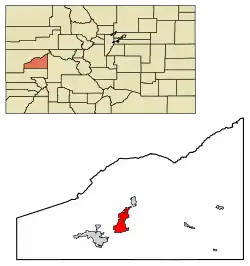 Location of Orchard City in Delta County, Colorado.
