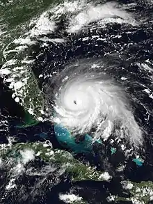 Satellite image of Dorian at peak intensity over the Abacos on September 1