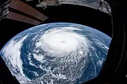 Dorian over Grand Bahama on September 2 as viewed from the International Space Station