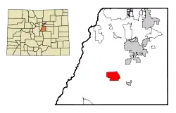Location of the Perry Park CDP in Douglas County, Colorado.