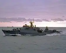 East Germany Koni class frigate Berlin underway during NATO Exercise BALTOPS '85, on 1 October 1985
