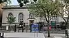 Eastern Parkway Library, a tall single-story building made of light stone