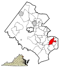 Location of Groveton in Fairfax County, Virginia