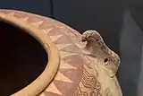 Falcon Horus, deity of Hierakonpolis, on a Naqada IIC jar, c. 3500 BCE, British Museum EA36328.
