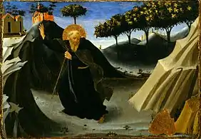 Fra Angelico, Saint Anthony Abbot Shunning the Mass of Gold ** (c. 1435–1440), 19.7 x 28.1&nbsp;cm.