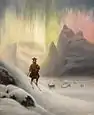 Skiing Lapp with the Northern Lights, 1885