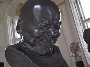 An Arch-Rascal (no. 33 in a character head series); by Franz Xaver Messerschmidt; after 1770; alabaster; height: 38&nbsp;cm; Österreichische Galerie Belvedere, Vienna, Austria