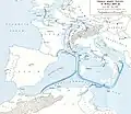 Free French Army movement map from June 1941 to 1945 from the US Army